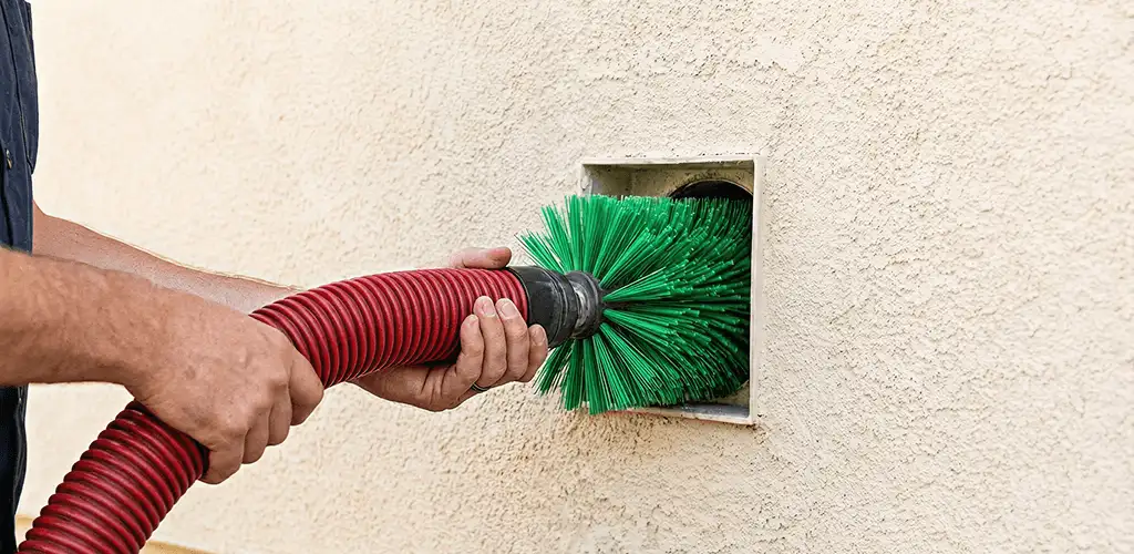 Air duct cleaning brush removing debris from a vent opening in Hialeah, FL