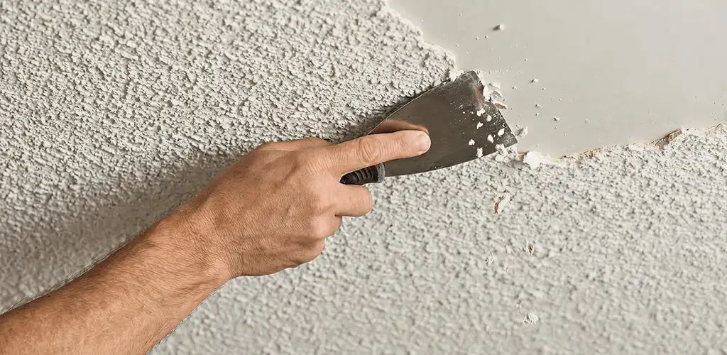 Popcorn ceiling removal scraping off textured ceiling finish in Hialeah, FL