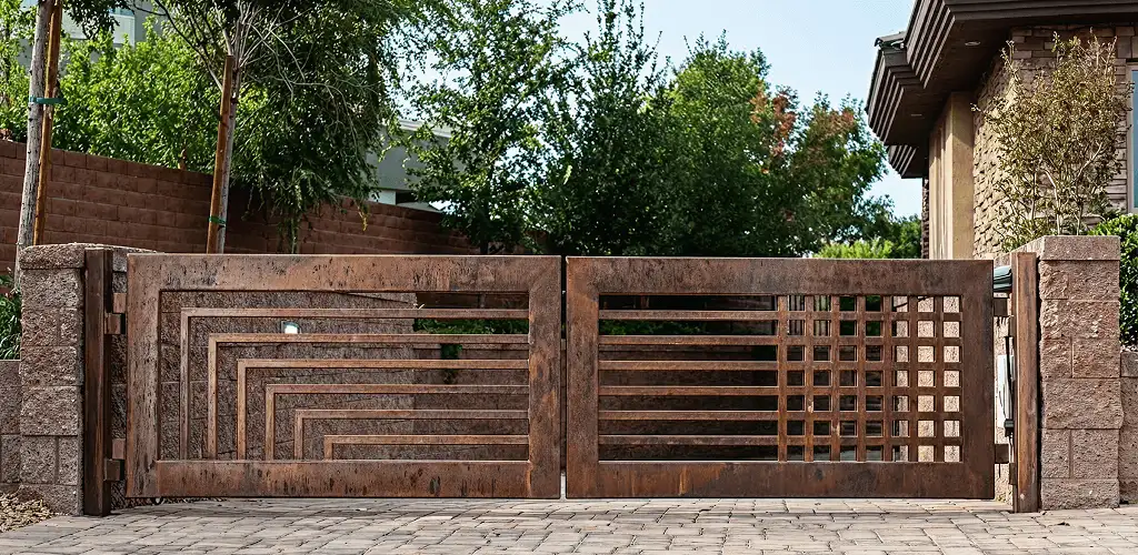 Custom driveway gate installation for a home entrance in Hialeah, FL