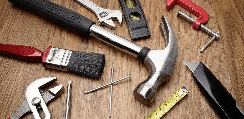 Handyman tools laid out for home repair and maintenance work in Hialeah, FL