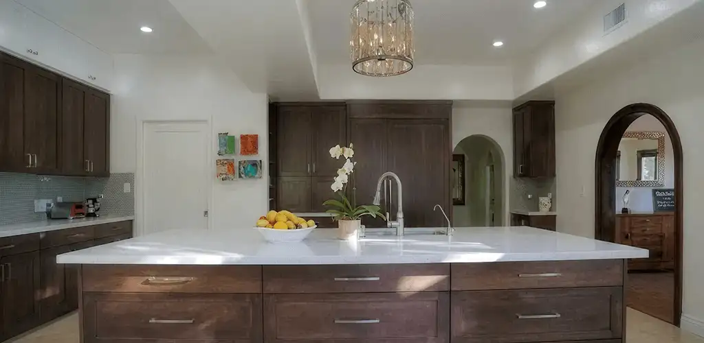 Cabinet refacing project with updated kitchen cabinets and island in Hialeah, FL