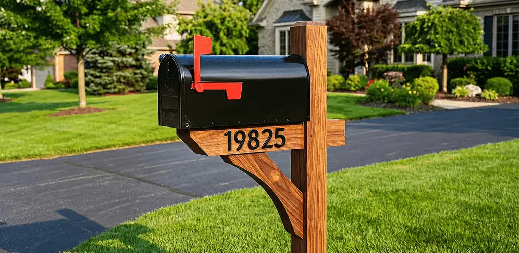 New mailbox installation with post and address number for a home in Hialeah, FL