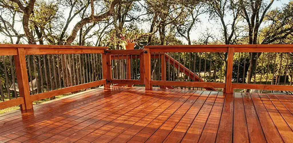 Deck sealing results with a freshly sealed wood deck in Hialeah, FL